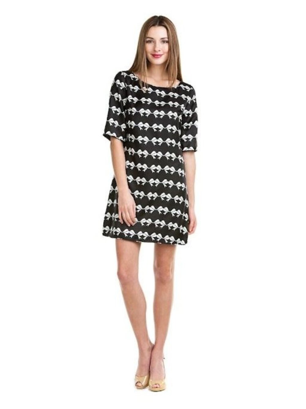 Elizabeth McKay “Lindsay” Black Bows Silk Dress size 2